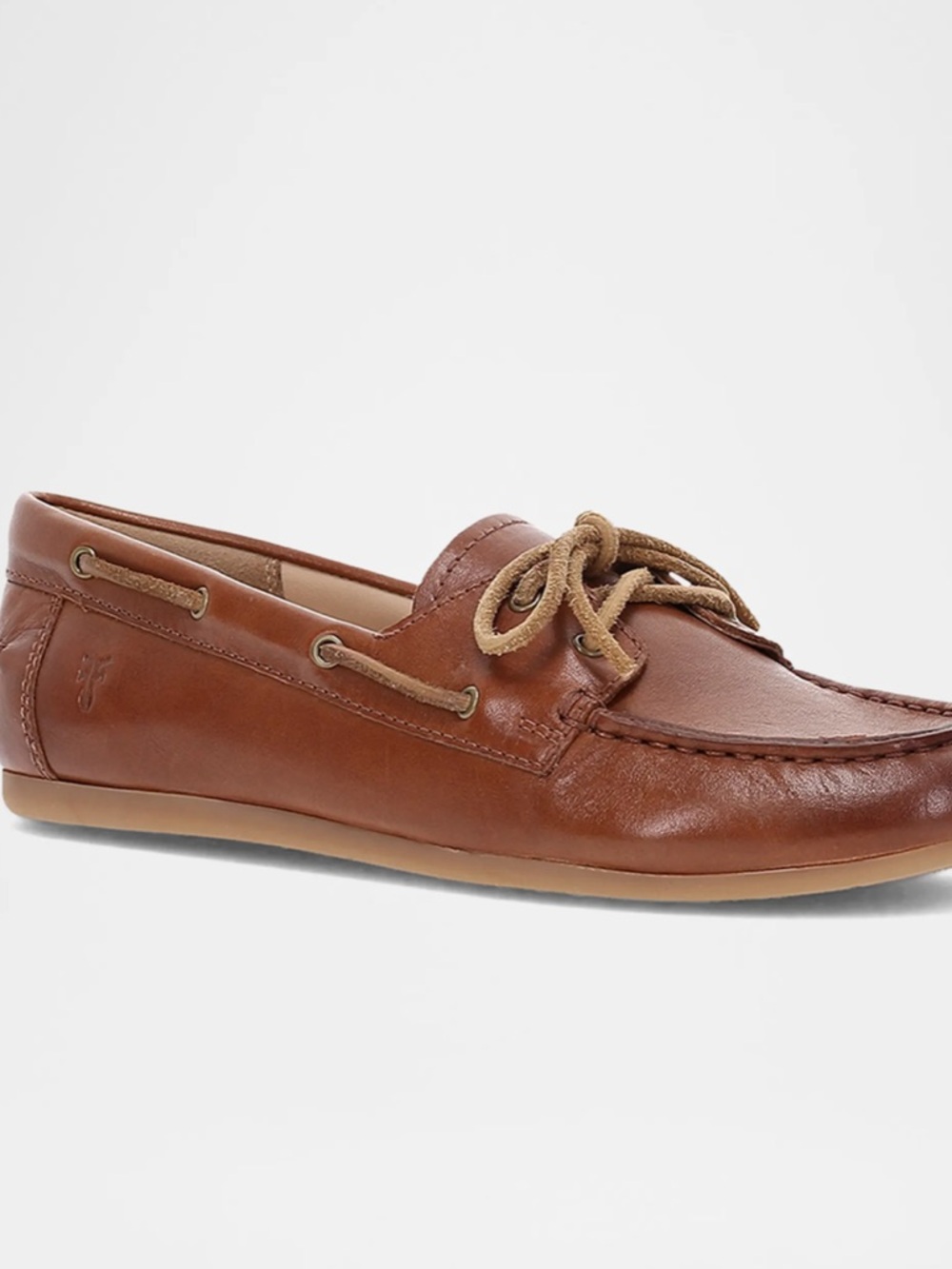 NWT women’s Frye “Naya” Leather Moccasin Boat Shoe w/ laces in cinnamon, size 9 - Picture 3 of 7
